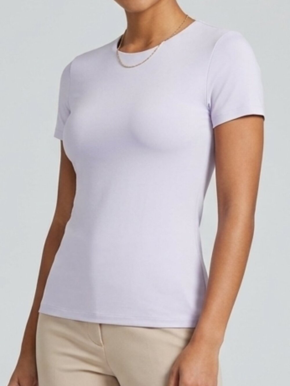 Frank and Oak Lilac Nylon Spandex Smoothing Contour Short Sleeve Crew Tee Size M
